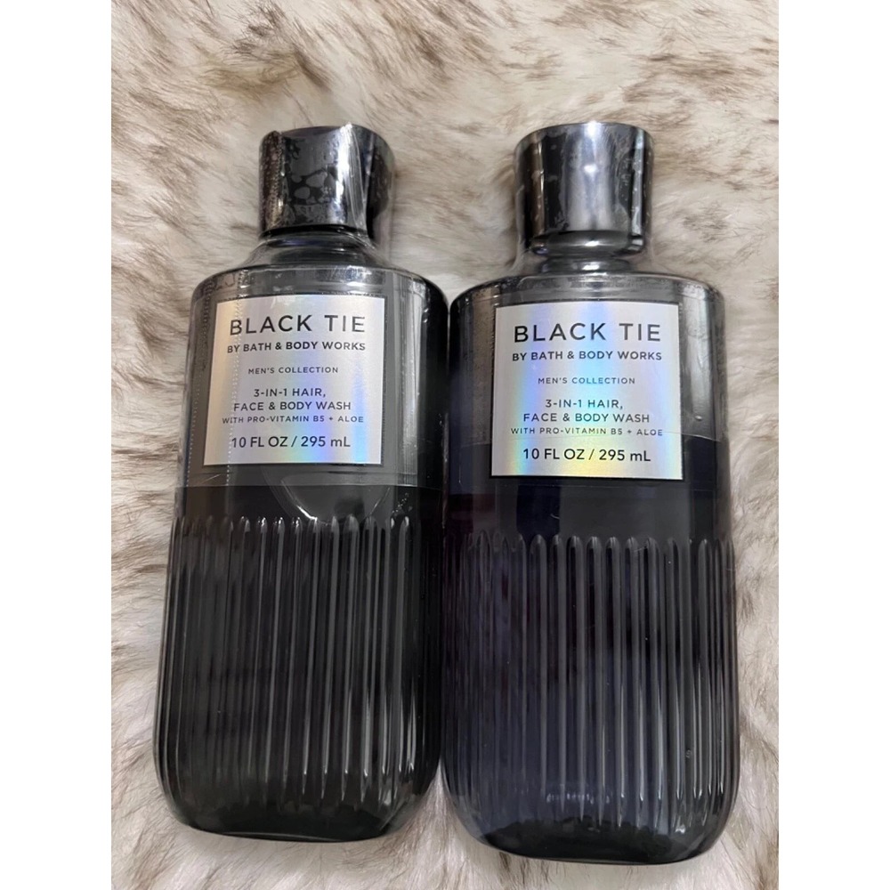 Bath & Body Works Black Tie Mens 3-in-1‎ Hair Face Body Wash 10oz Lot of 2 NEW